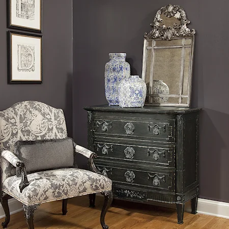 Hall Chest with 3 Drawers and Vignolo Mirror